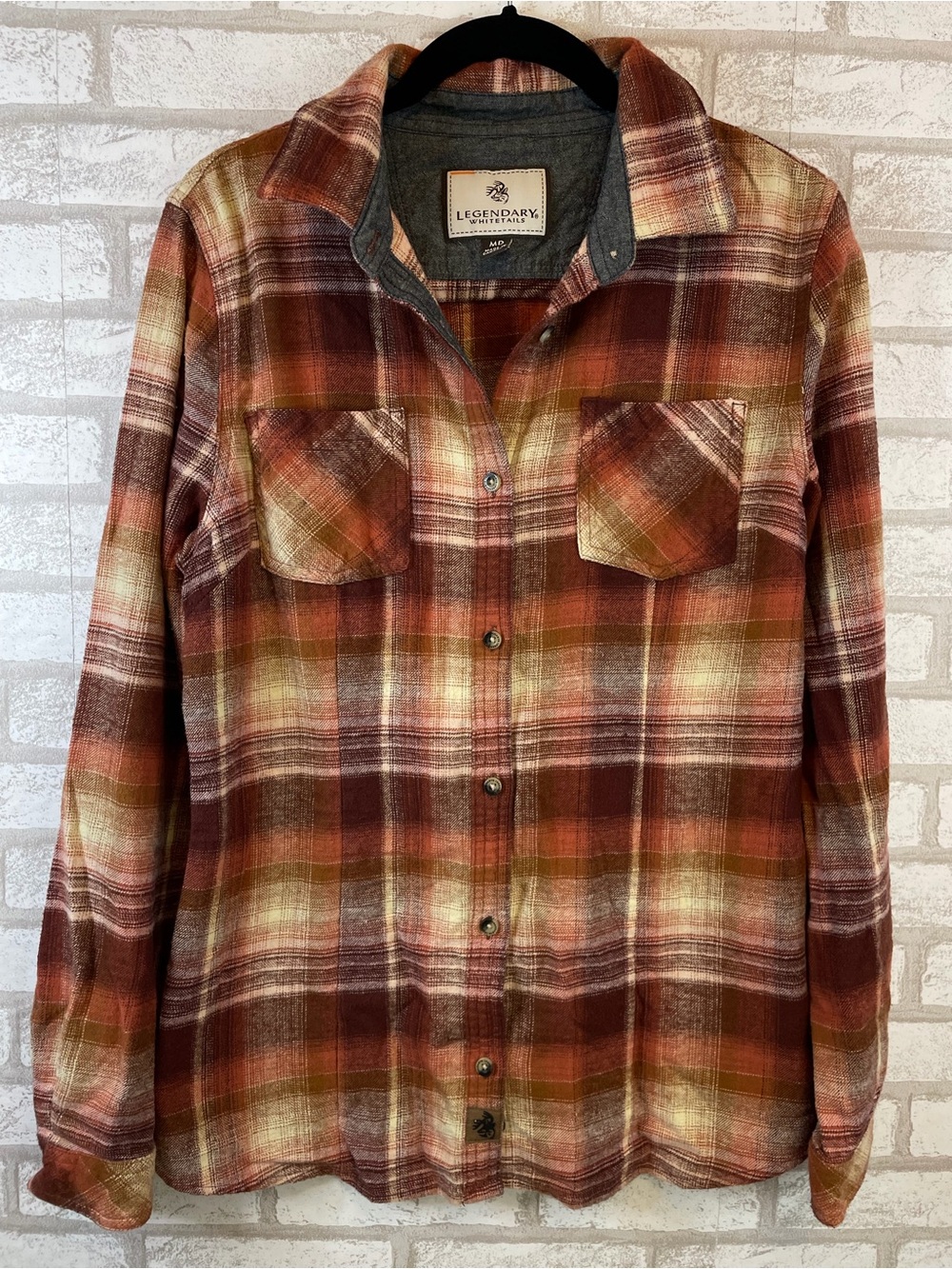 Legendary Whitetails Flannel Shirt Plaid Cotton Snap Button Men's MD